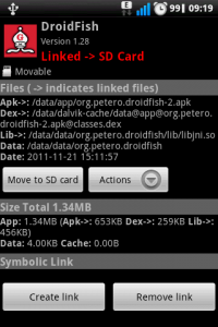 Figura 5Para mover um aplicativo da memória interna para o cartão SD, clique em Move to SD card.