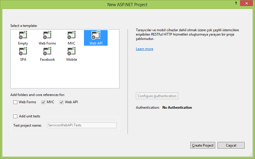 Figura 3 – Projeto Web API