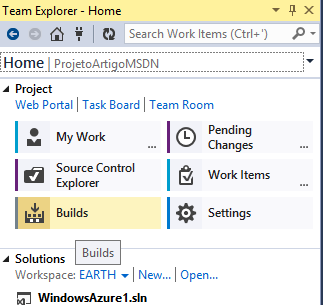 Configurar o Build O próximo passo é configurar o Build, então, no Team Explorer, clique em Home e selecione Builds, conforme a figura 32.