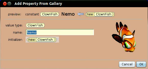 Figura 4 Nesta janela, digite um novo nome para o objeto recém-criado. No exemplo, o peixe é chamado de Nemo.