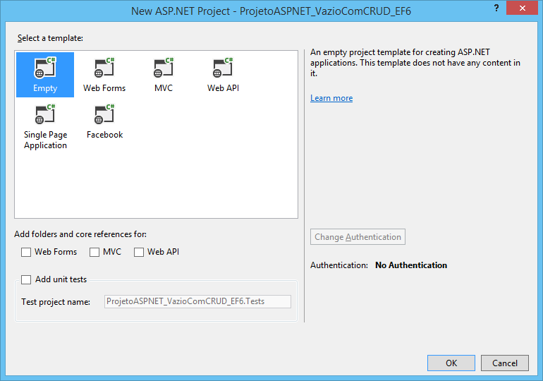 Figura 2 – Template vazio do ASP.NET