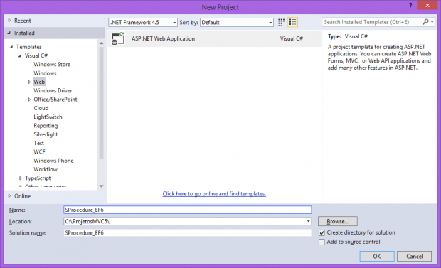 Figura 1 – Novo projeto ASP.NET