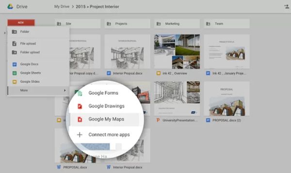 Mapas podem ser criados diretamente a partir do Google Drive (Foto: Reprodução/Google)