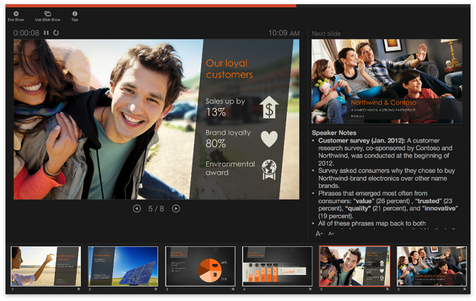 O programa ganhou várias novas ferramentas para tornar a criação de slides ainda mais fácil e rápida (Foto: Divulgação/Microsoft)