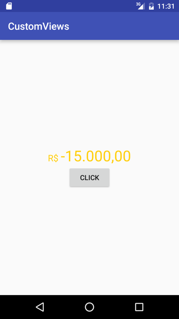 MoneyView – Valor negativo com cor e tamanho customizado