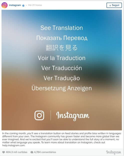 Instagram libera tradução automática de textos de Stories para