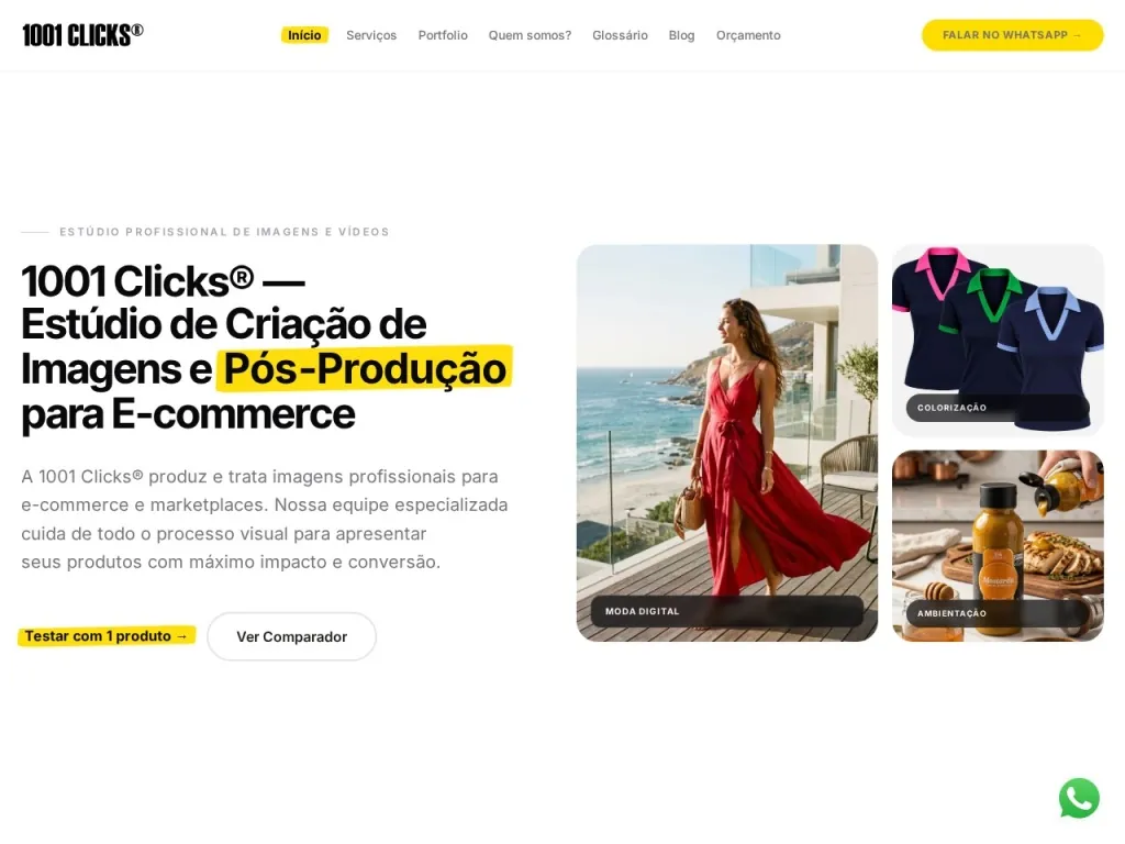 Página inicial do site de 1001 Clicks®