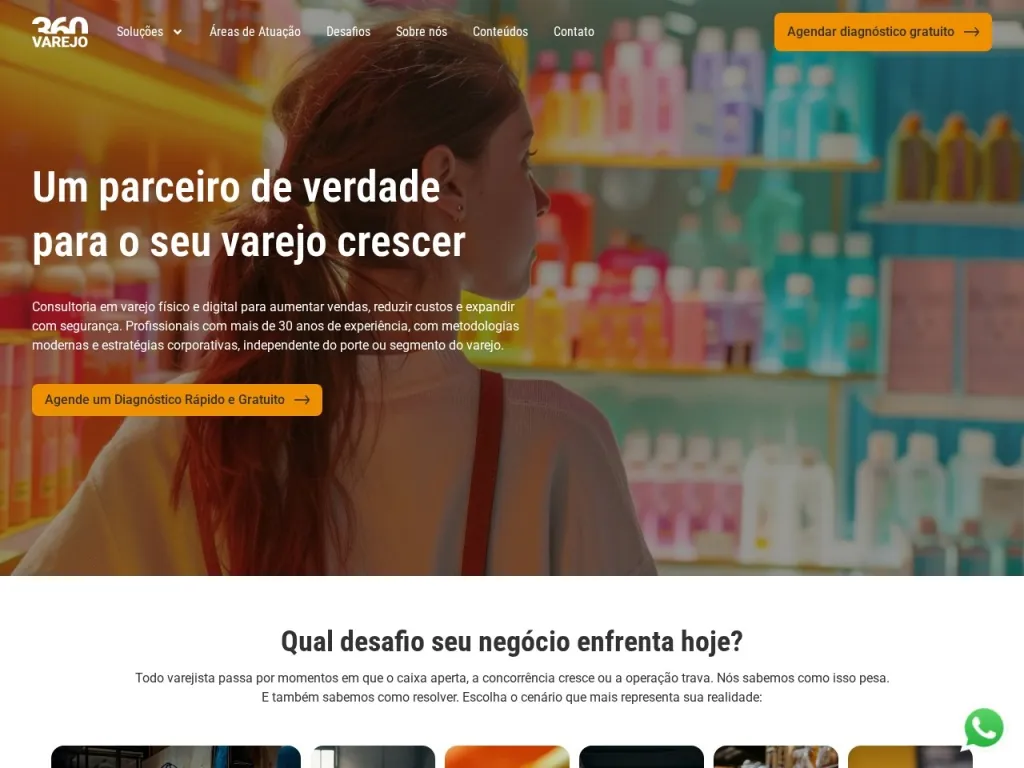 Página inicial do site de 360 Varejo Consultores & Associados