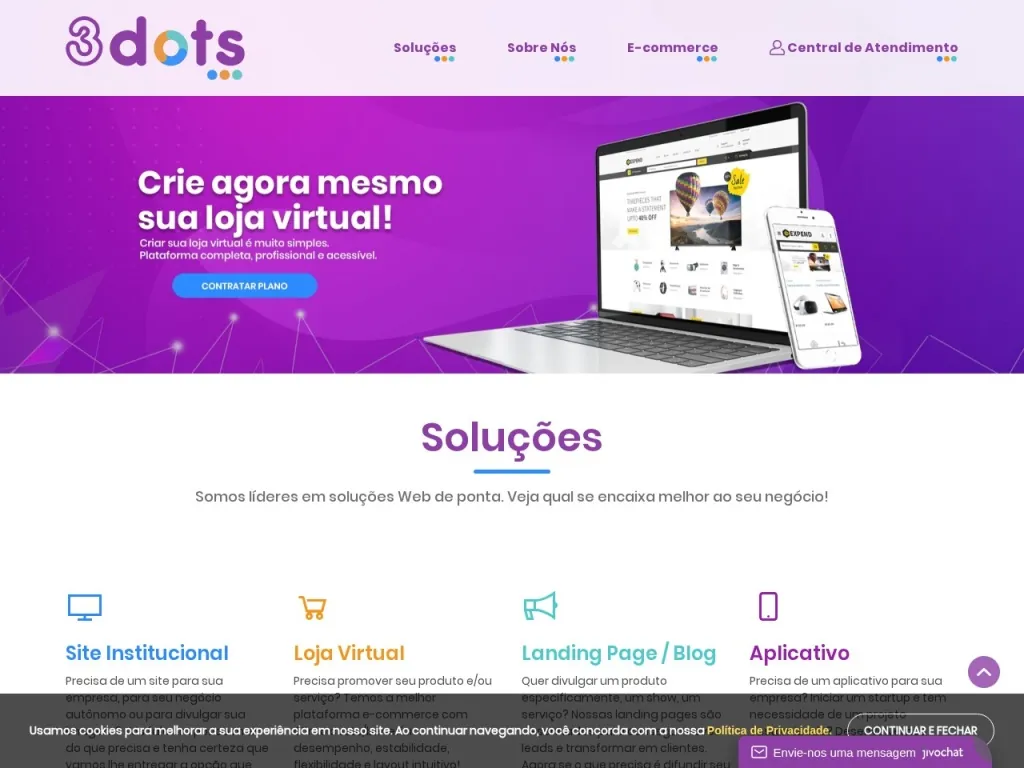 Página inicial do site de 3dots
