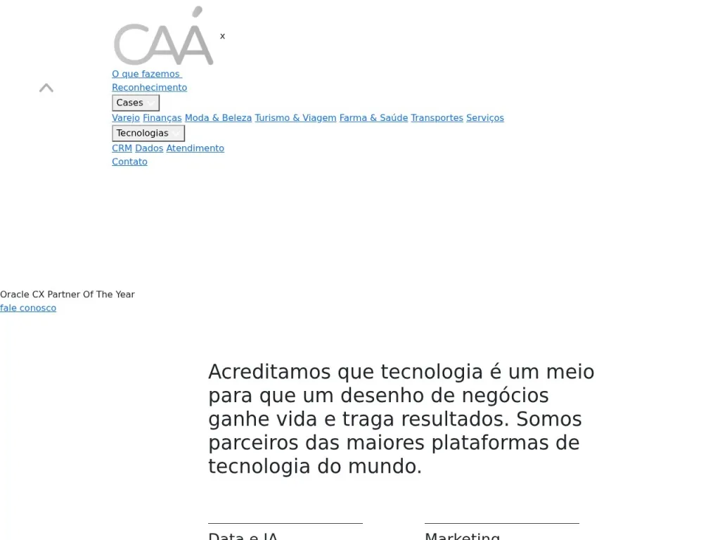 Página inicial do site de ADIN Marketing Digital
