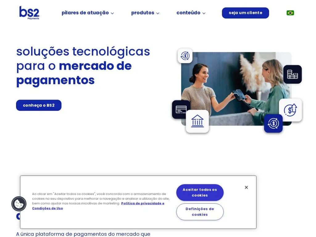 Página inicial do site de Adiq Soluções de Pagamentos