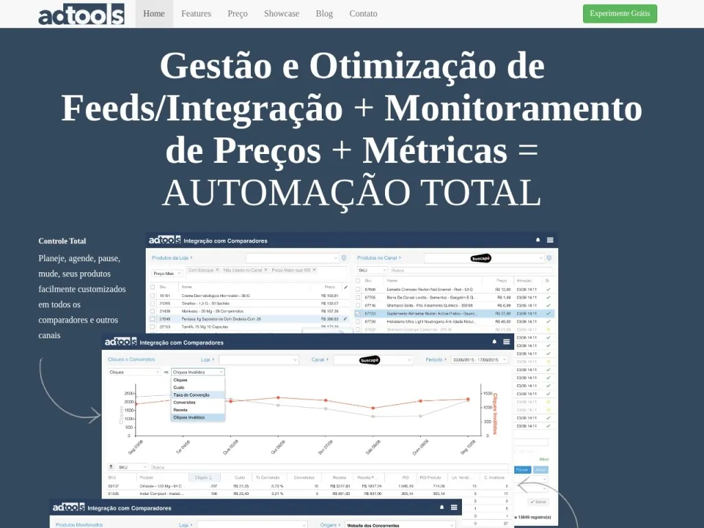 Página inicial do site de AdTools