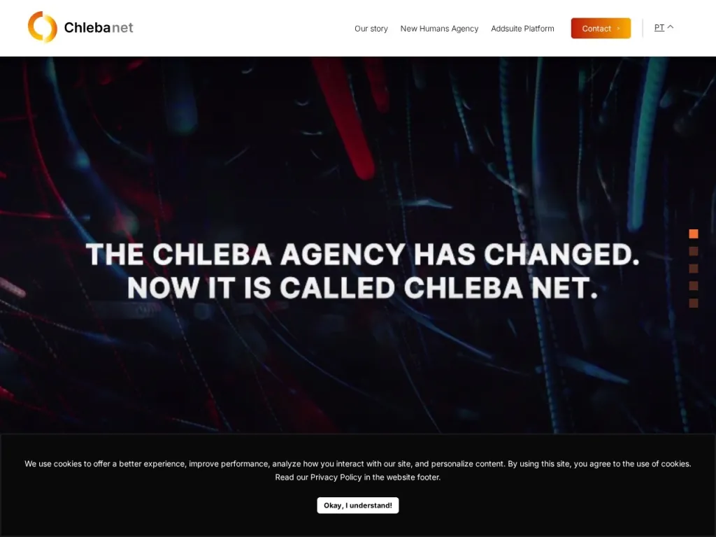 Página inicial do site de Agência Chleba