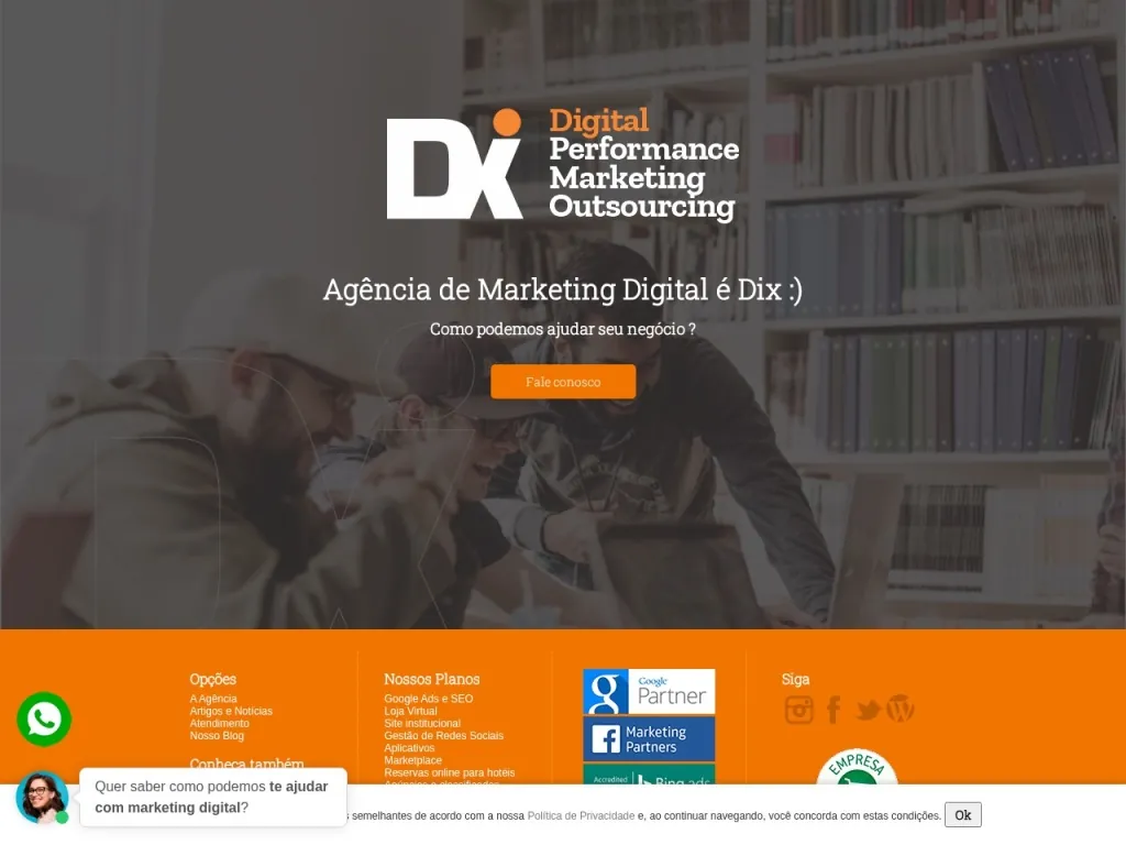 Página inicial do site de Agência Dix