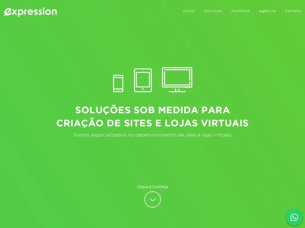 Página inicial do site de Agência Expression