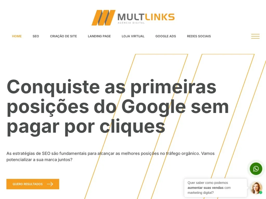 Página inicial do site de Agência Multlinks