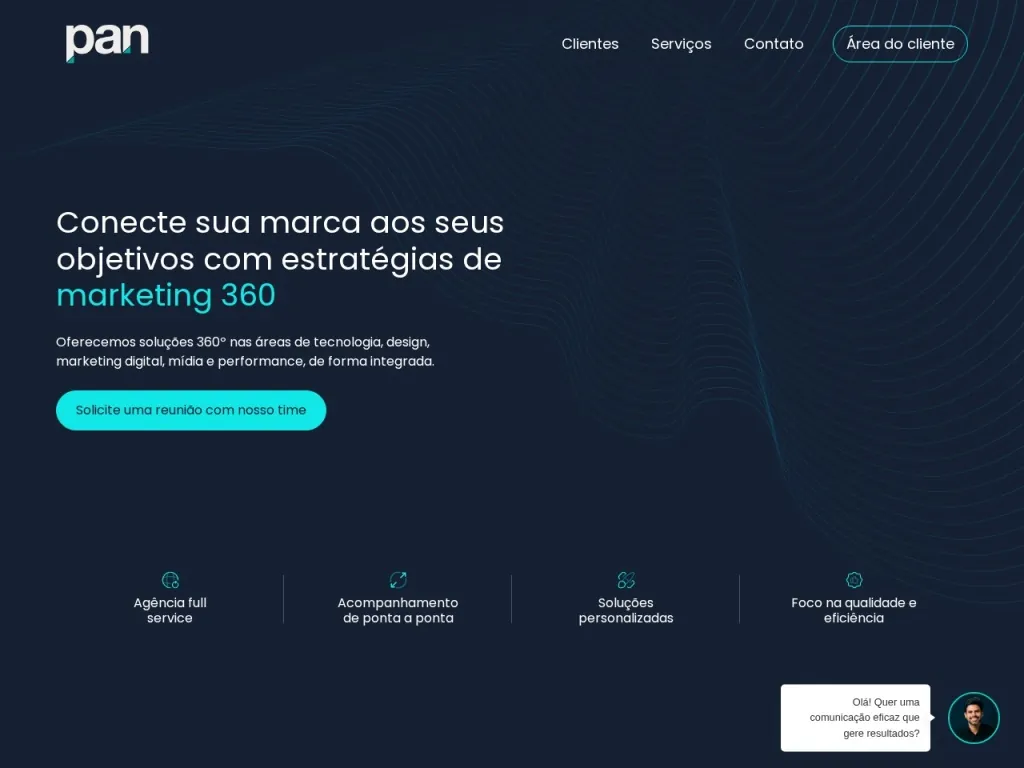 Página inicial do site de Agência Pan