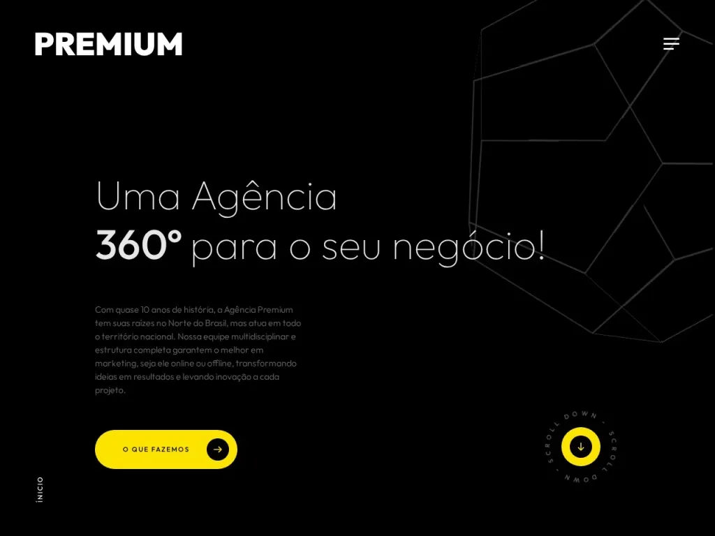 Página inicial do site de Agência Premium