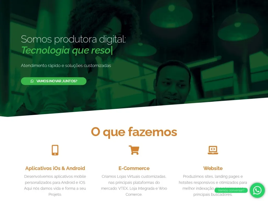 Página inicial do site de Agência Upper