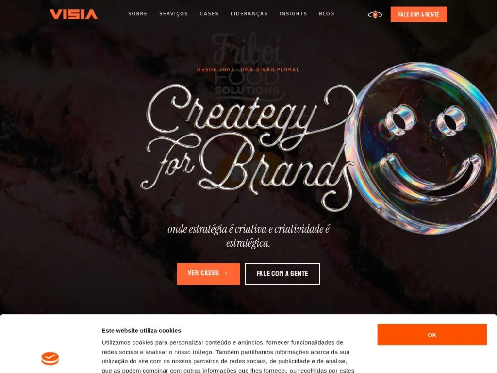 Página inicial do site de Agência VISIA