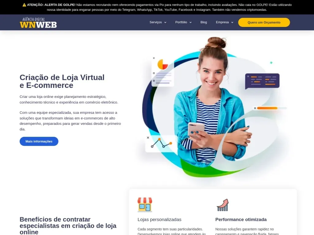 Página inicial do site de Agência Wnweb