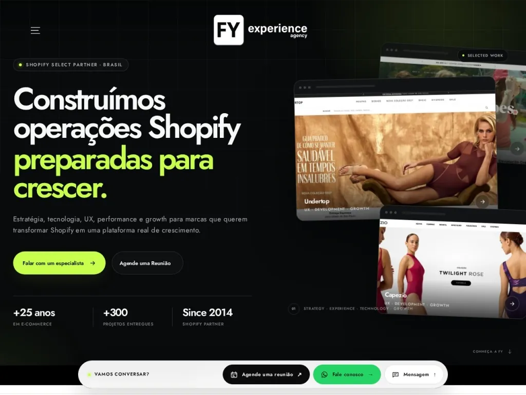 Página inicial do site de AgenciaFY Experience & Consulting