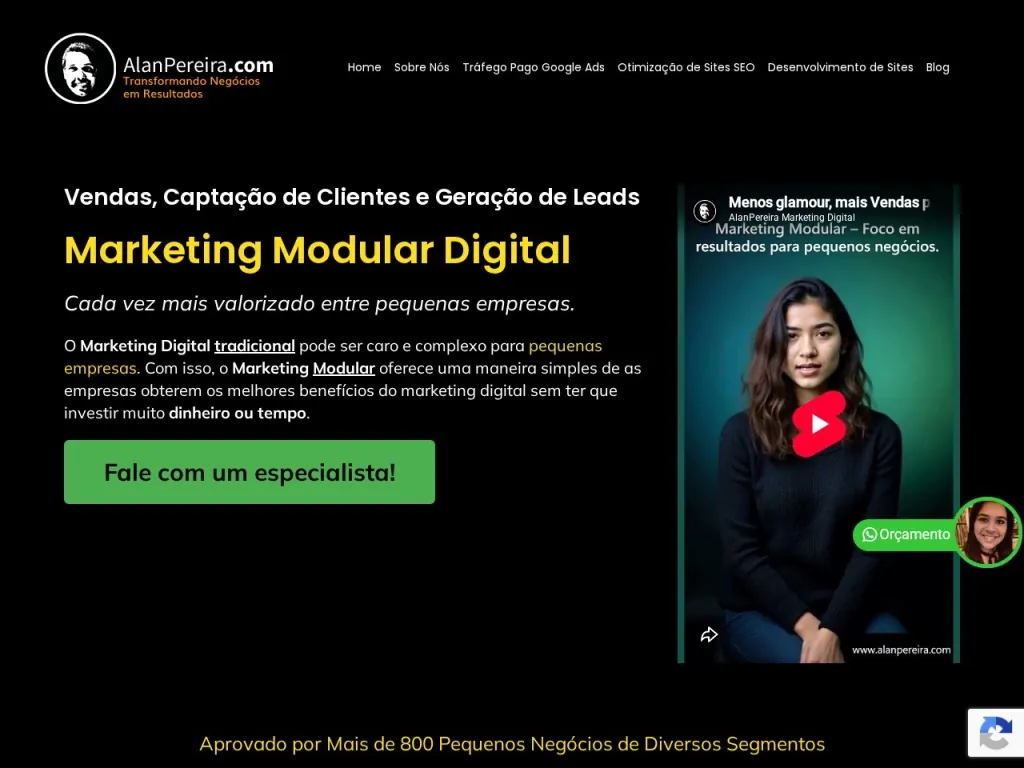 Página inicial do site de AlanPereira.com