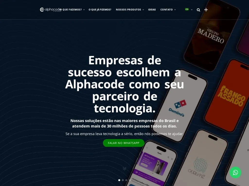 Página inicial do site de Alphacode IT Solutions