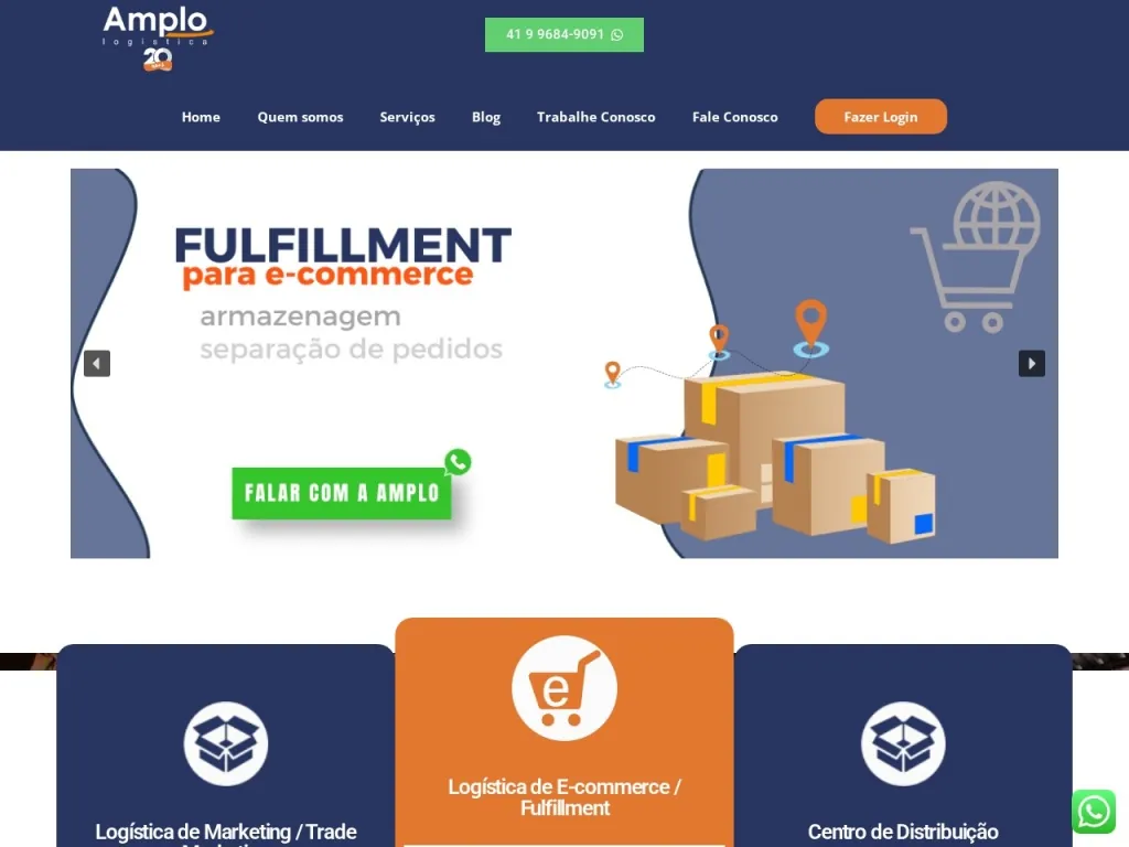 Página inicial do site de AMPLO LOGISTICA E ARMAZENAGEM LTDA