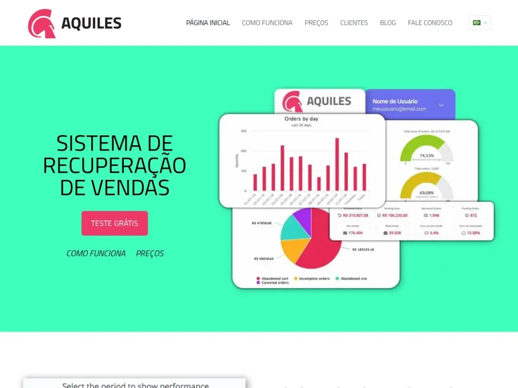 Página inicial do site de AQUILES
