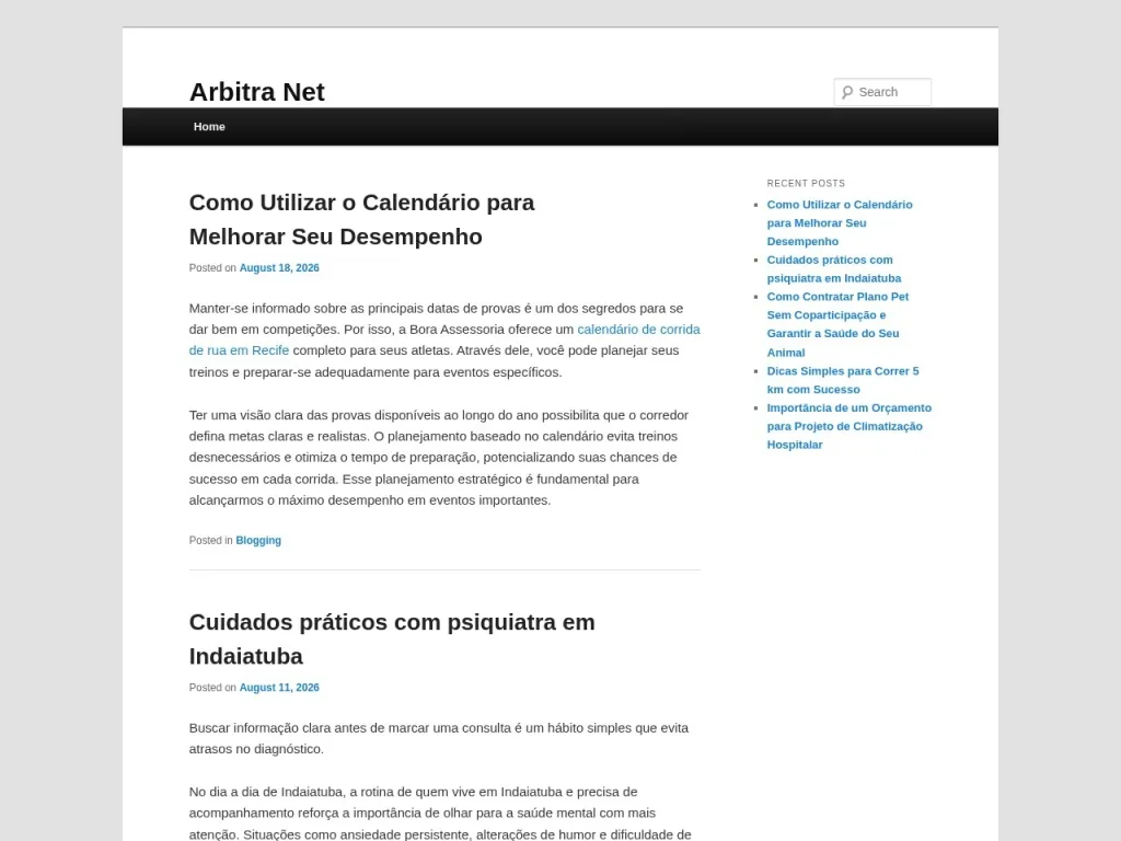 Página inicial do site de Arbitranet.com.br