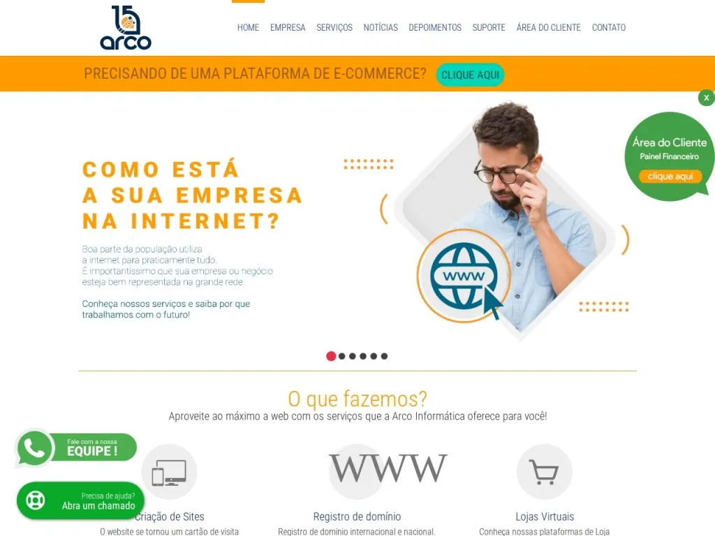 Página inicial do site de Arco Websites & E-Commerce