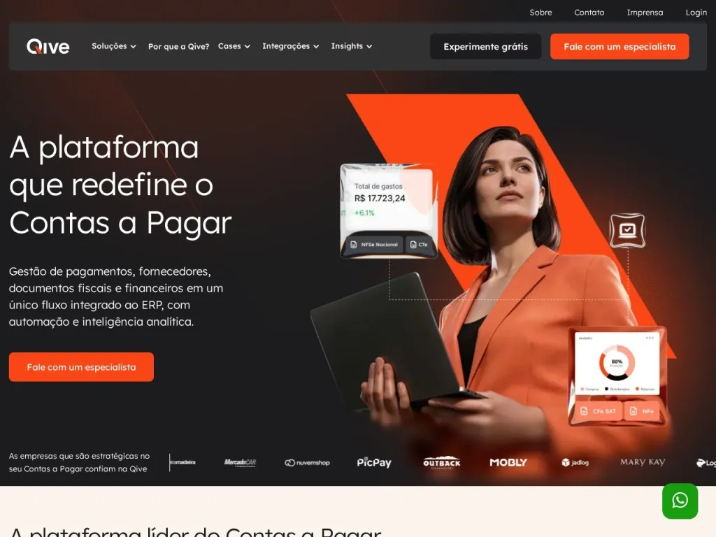 Página inicial do site de Arquivei
