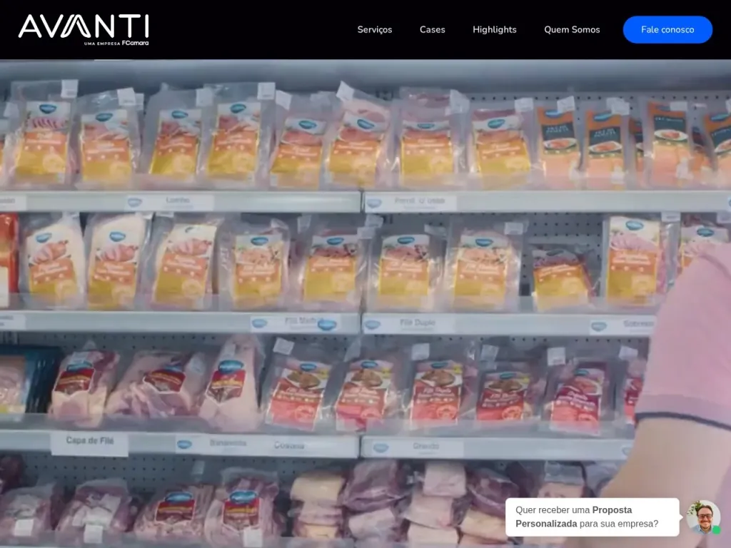 Página inicial do site de Avanti