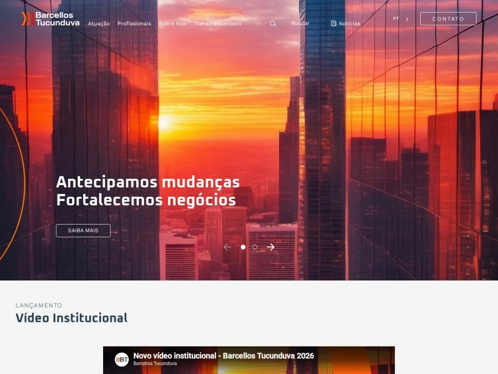 Página inicial do site de BARCELLOS TUCUNDUVA ADVOGADOS