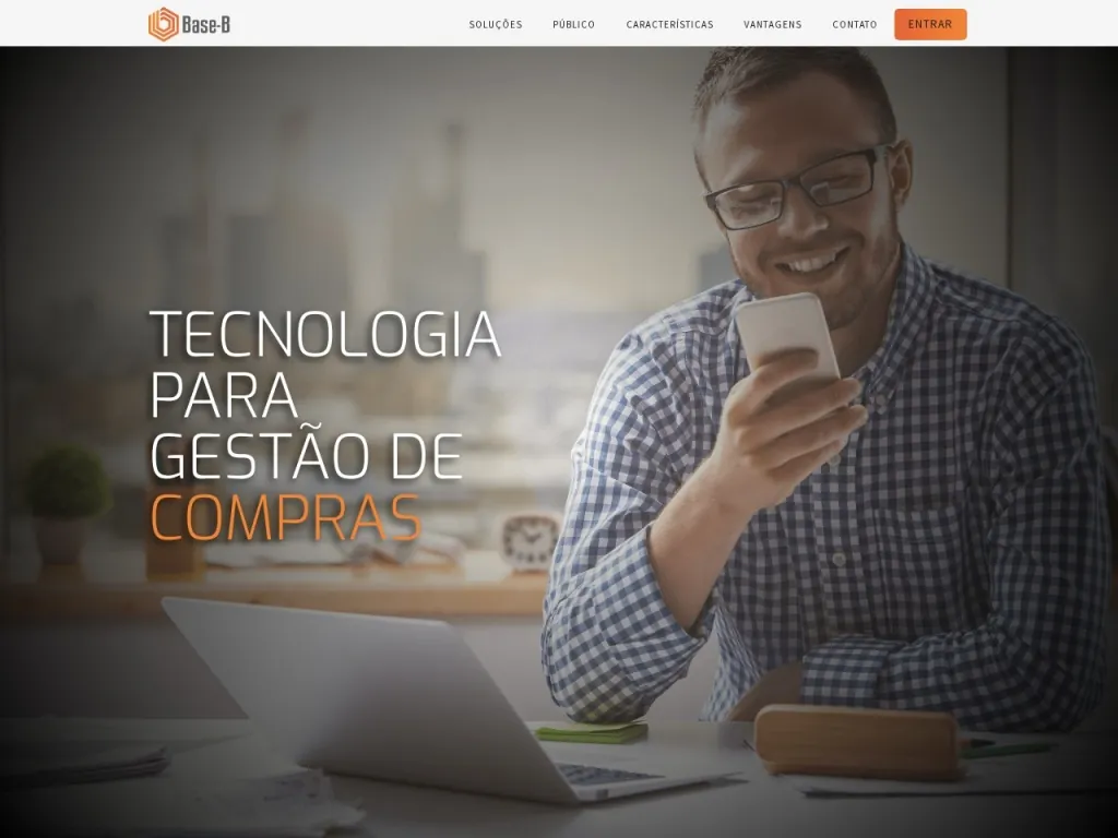 Página inicial do site de BaseB Sistema de Gestão em Compras