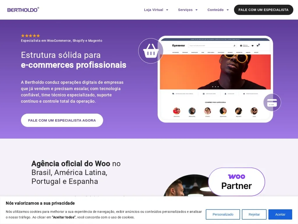 Página inicial do site de Bertholdo