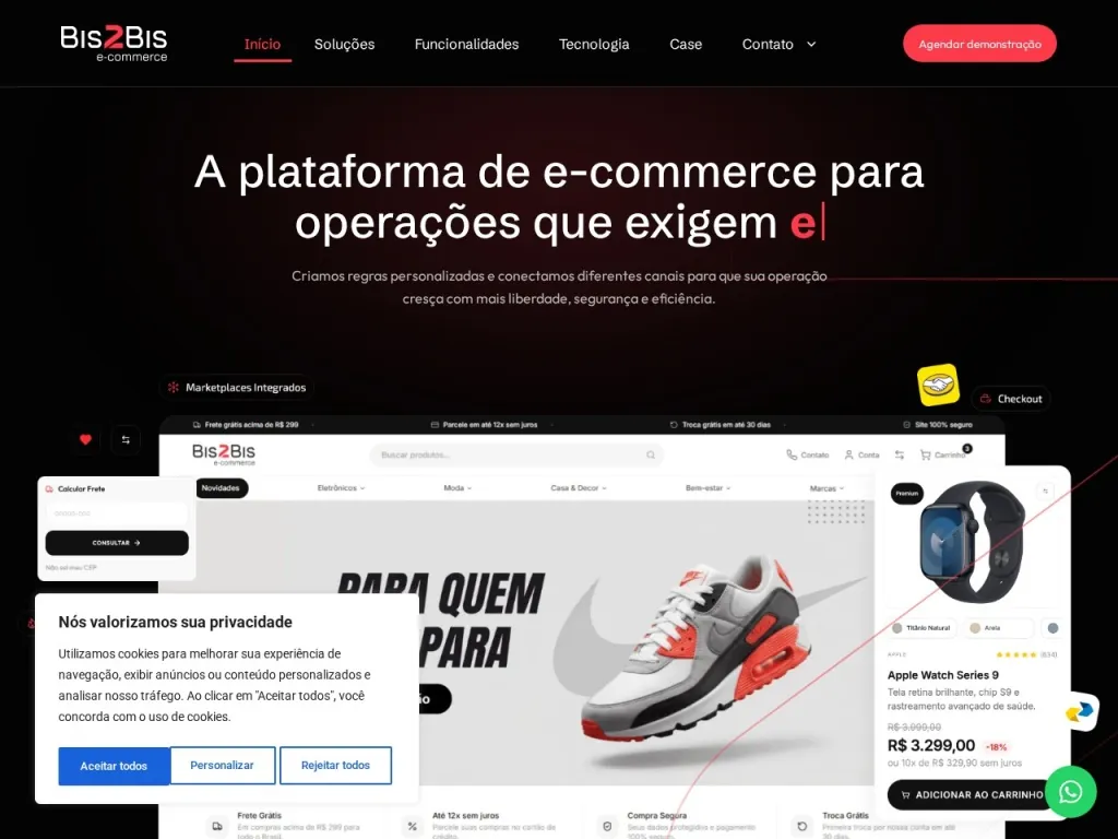 Página inicial do site de Bis2Bis E-commerce