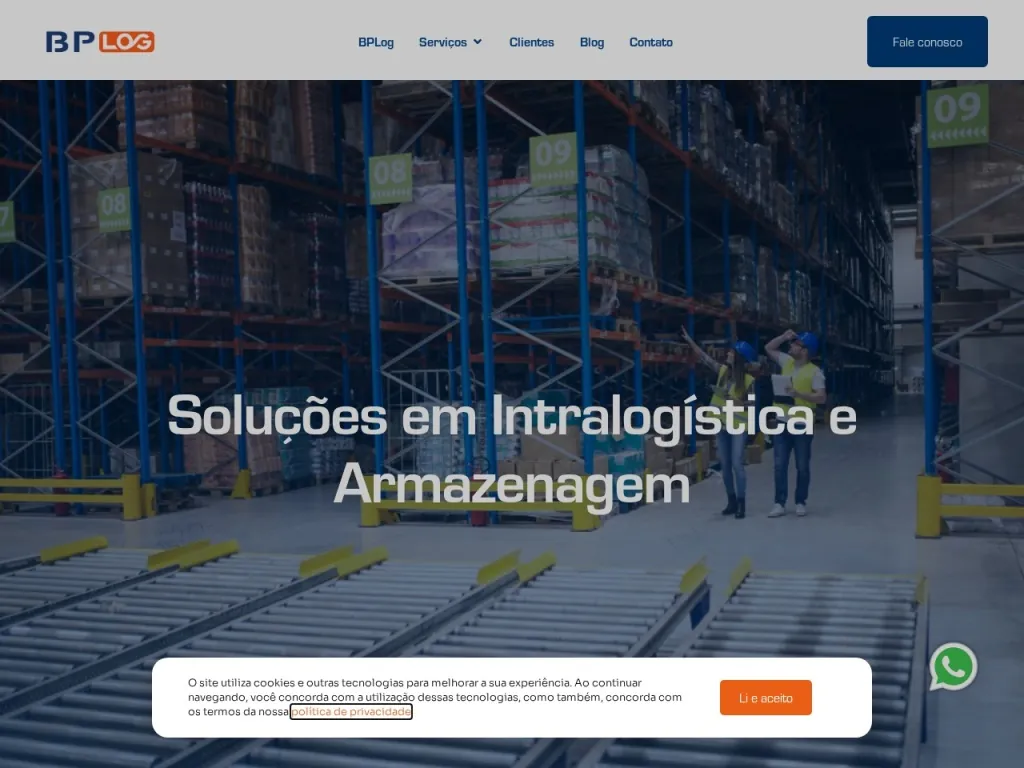 Página inicial do site de BPLog