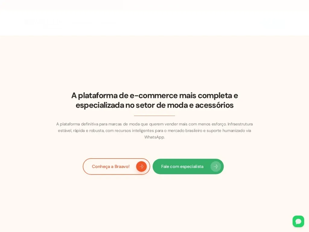 Página inicial do site de Braavo! E-Commerce