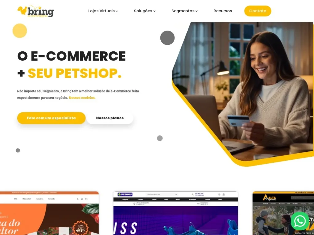 Página inicial do site de Bring E-Commerce