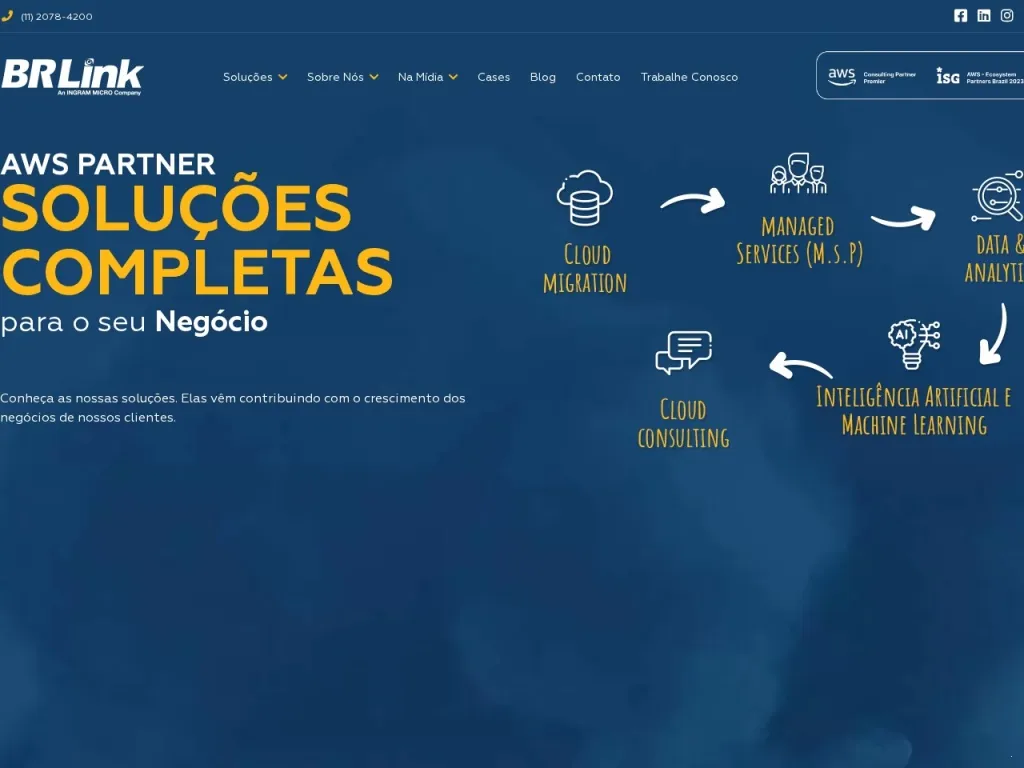 Página inicial do site de BRLink