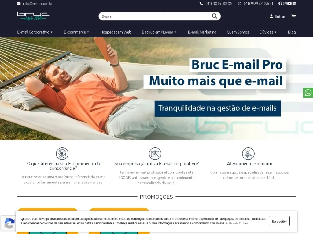 Página inicial do site de Bruc Internet
