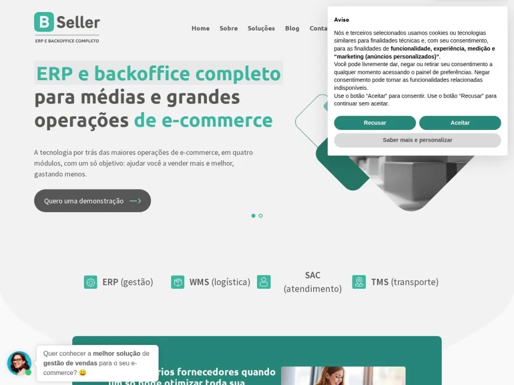 Página inicial do site de BSeller