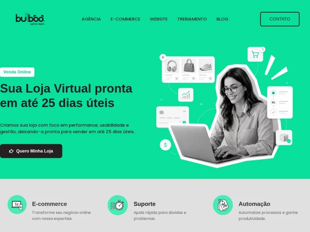 Página inicial do site de Bulboo