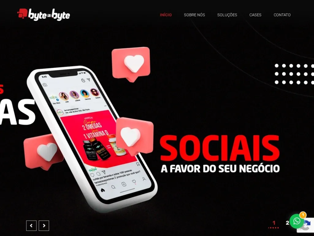 Página inicial do site de Byte (a) Byte Soluções Tecnológicas