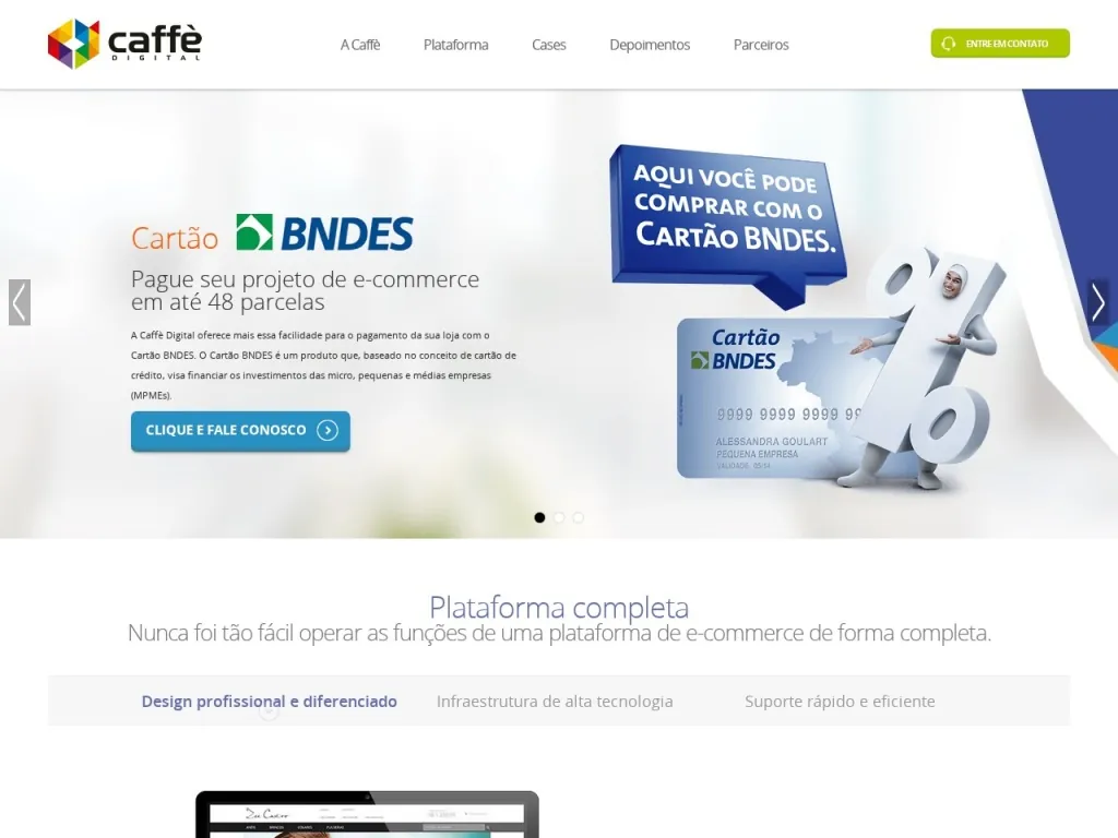 Página inicial do site de Caffè Digital