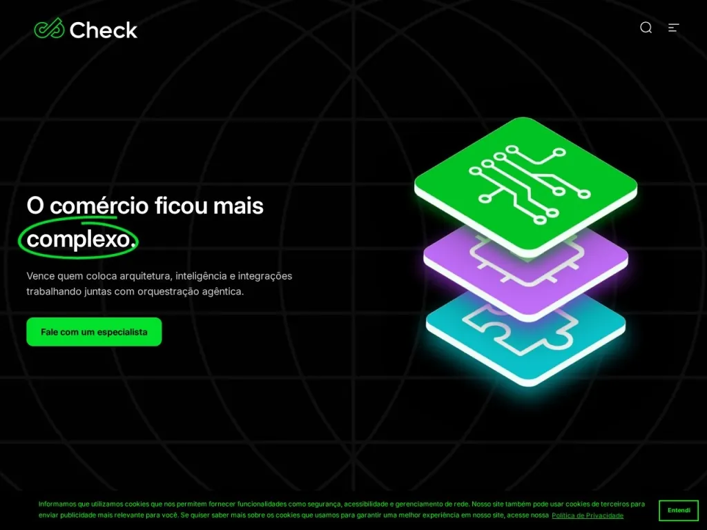 Página inicial do site de CheckStore E-commerce