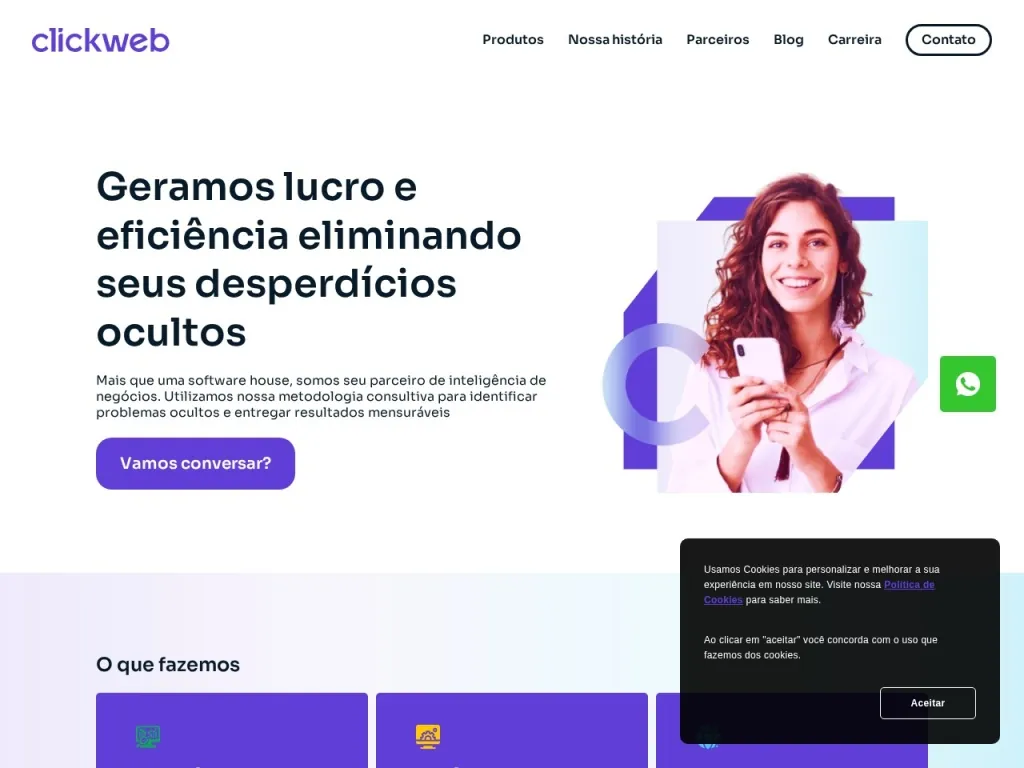 Página inicial do site de Clickweb