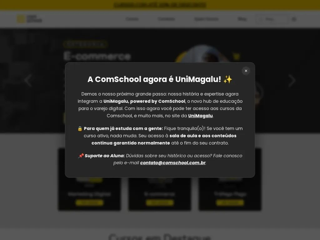 Página inicial do site de ComSchool